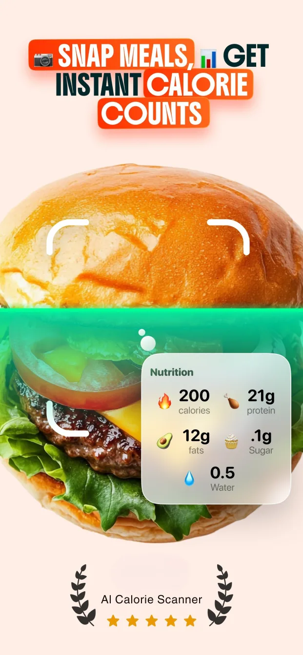 Meal photo calorie scanner showing an instant nutrition estimate