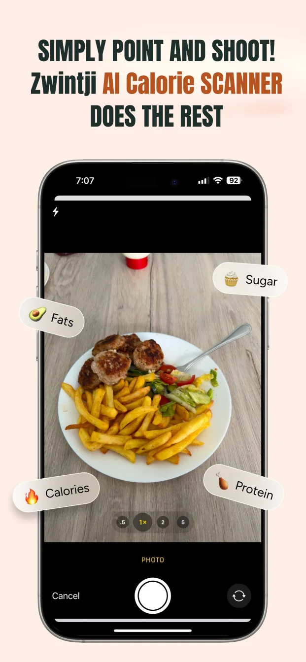 BiteLume camera flow used to photograph a plate for nutrition analysis
